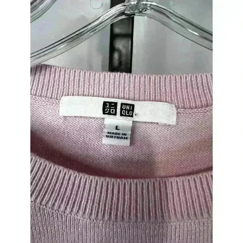 Uni Qlo Women's Crew Neck Pullover Sweater Size L Pink - Picture 3 of 6